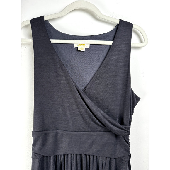 Anthropologie Maeve Black Stretch Modal Faux Wrap Flounce Skirt Classic Dress - Picture 3 of 10